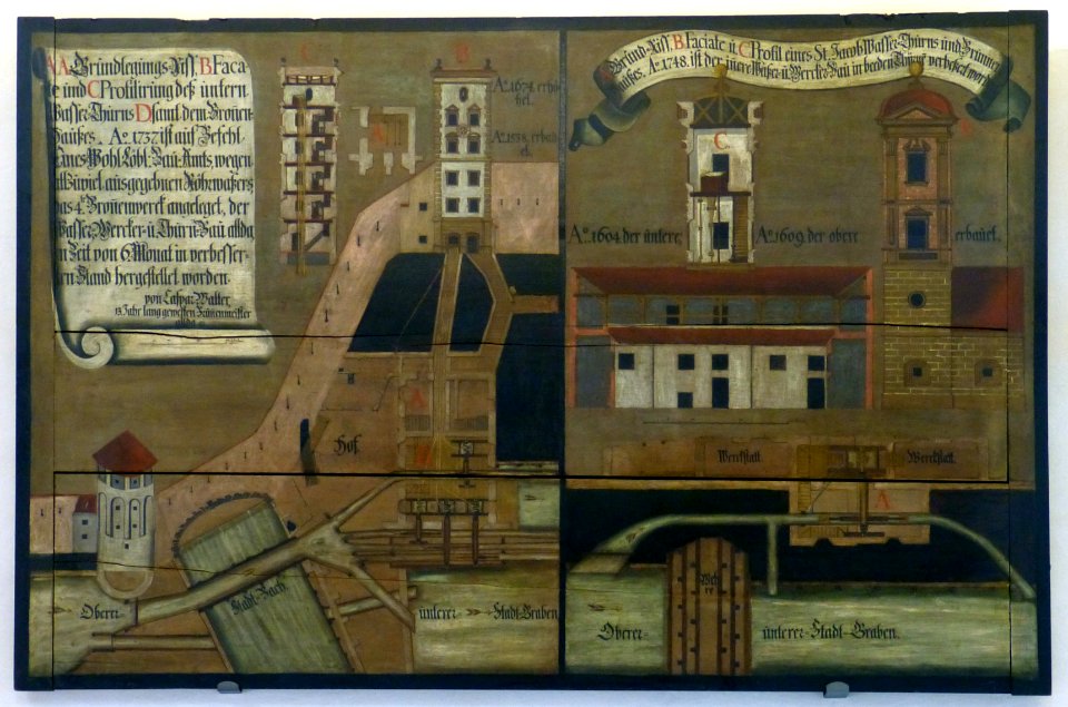 Kleiner Wasserturm Augsburg, Tafelbild 1