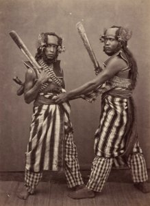 KITLV 115028 - Isidore van Kinsbergen - Bald Head Dancers (baris demang) of Boeleleng at Singaraja - 1865-1866