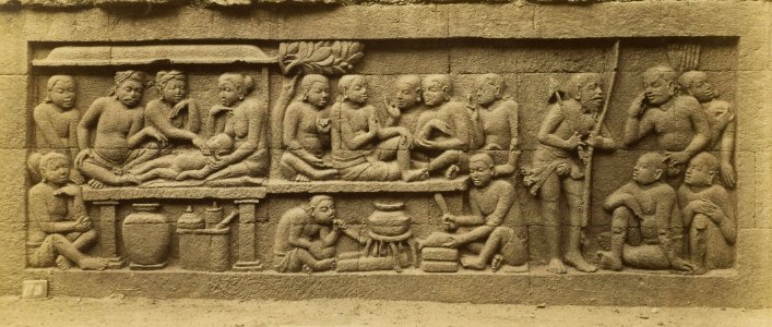 KITLV 40066 - Kassian Céphas - Relief of the hidden base of Borobudur - 1890-1891