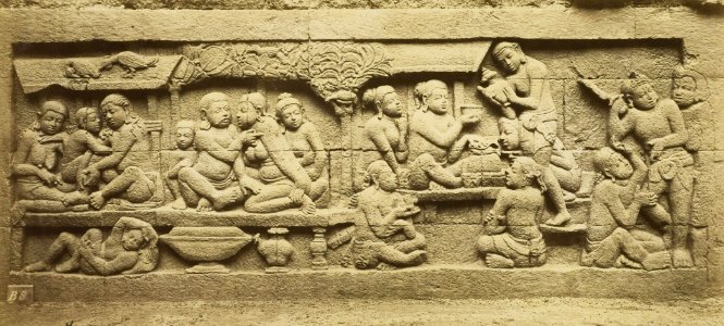 KITLV 40070 - Kassian Céphas - Relief of the hidden base of Borobudur - 1890-1891