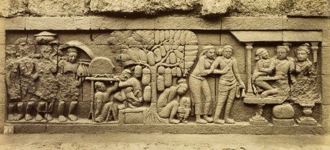 KITLV 40090 - Kassian Céphas - Relief of the hidden base of Borobudur - 1890-1891