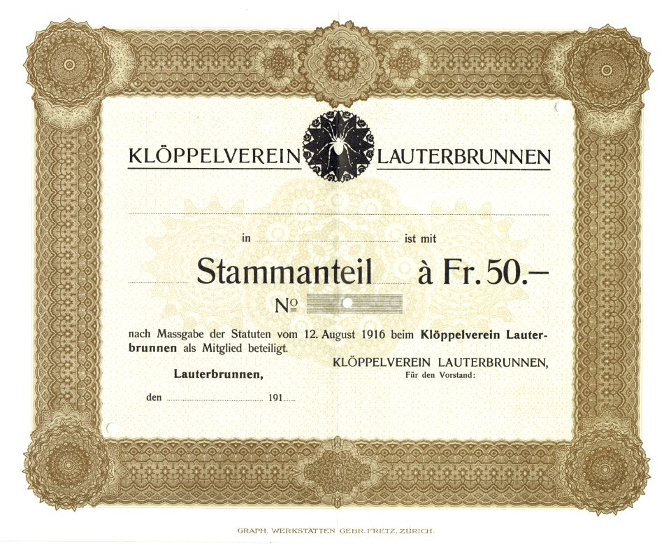 Klöppelverein Lauterbrunnen 1916