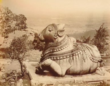 KITLV 92049 - Unknown - Nandi on Chahmundi Hill Mysore in India - Around 1870