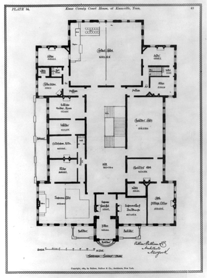 Knox County Court House, at Knoxville, Tenn.- Second story plan - plate 34 LCCN2003654653