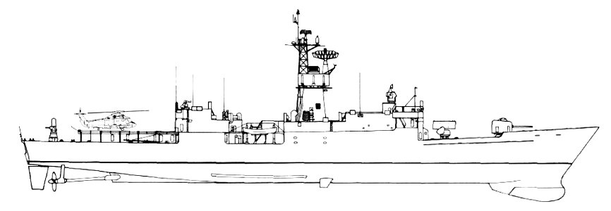 Knox-class firgate line drawing 1990