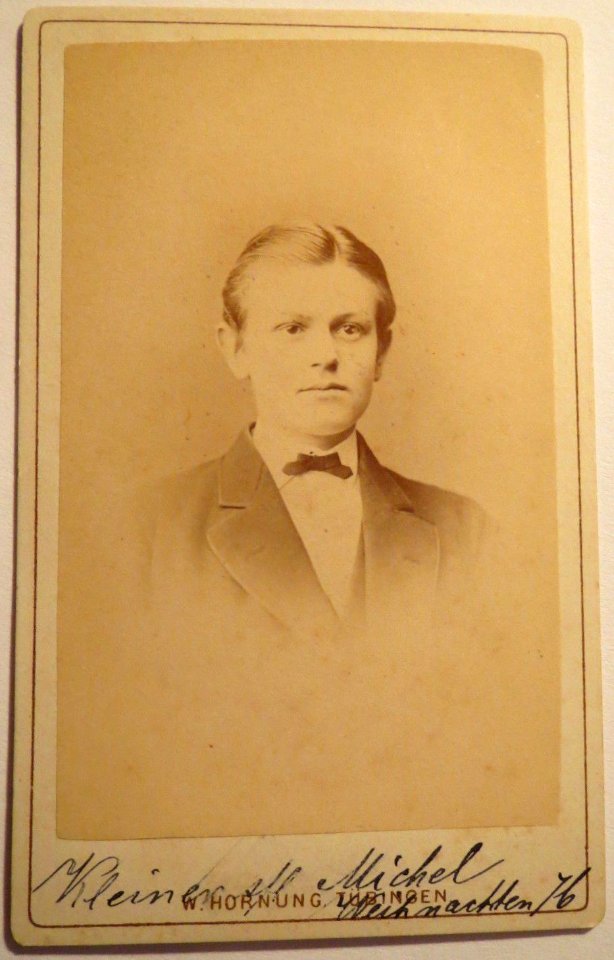 Kleiner seinem lieben Michel - Weihnachten 1876, CDV von W. Hornung, Tübingen