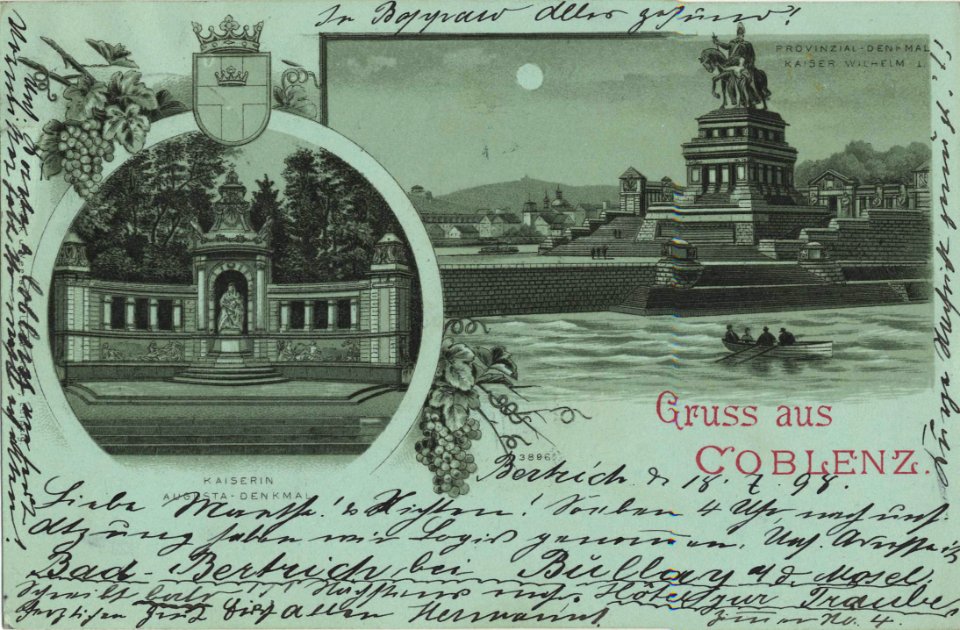 Koblenz (Rhein), Rheinland-Pfalz - Kaiser-Wilhelm-Denkmal; Kaiserin-Augusta-Denkmal (Zeno Ansichtskarten)