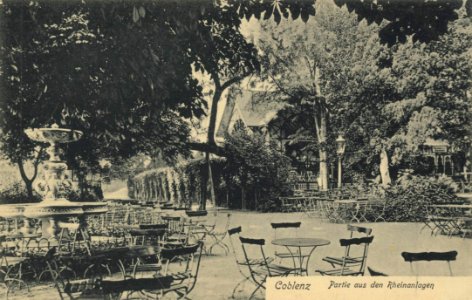 Koblenz (Rhein), Rheinland-Pfalz - Rheinanlagen (Gartencafé) (Zeno Ansichtskarten)