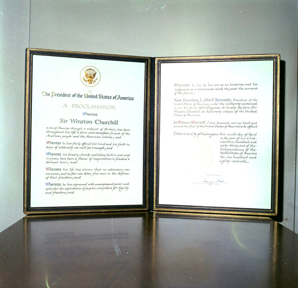 KN-C27866. Proclamation Declaring Sir Winston Churchill an Honorary Citizen of the United States