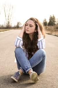 Long hair beauty seriousness