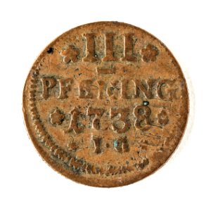 Kopparmynt, 3 pfennig, 1738 - Skoklosters slott - 109692