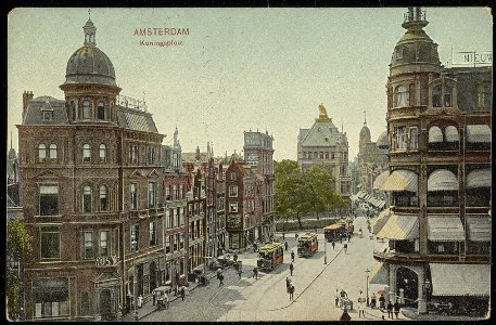 Koningsplein 1-15 en rechts Koningsplein 6 met op de achtergrond Herengracht 430 en de Leidsestraat, Afb ANWU01704000005