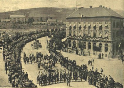 Korona díszmenet a Széna téren, Budapesten. 1896-06-08 1896-26 photo
