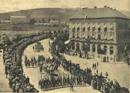 Korona díszmenet a Széna téren, Budapesten. 1896-06-08 1896-26