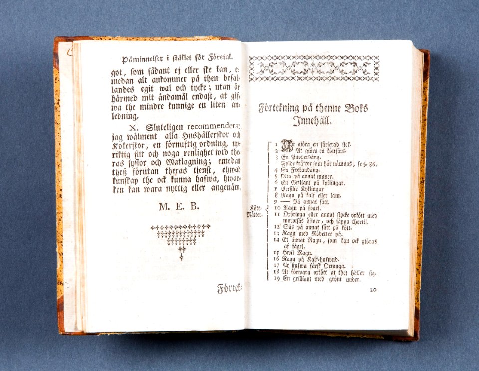 Kokbok av Margareta Elzberg Försök till en pålitelig matrednings-bok, 1759 - Skoklosters slott - 86052