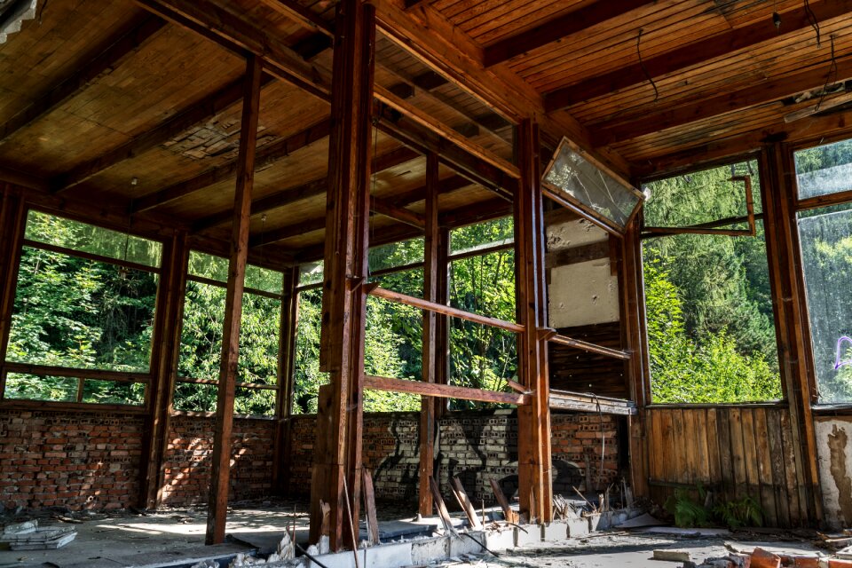 Destroyed architecture wood