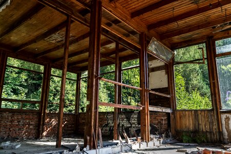 Destroyed architecture wood