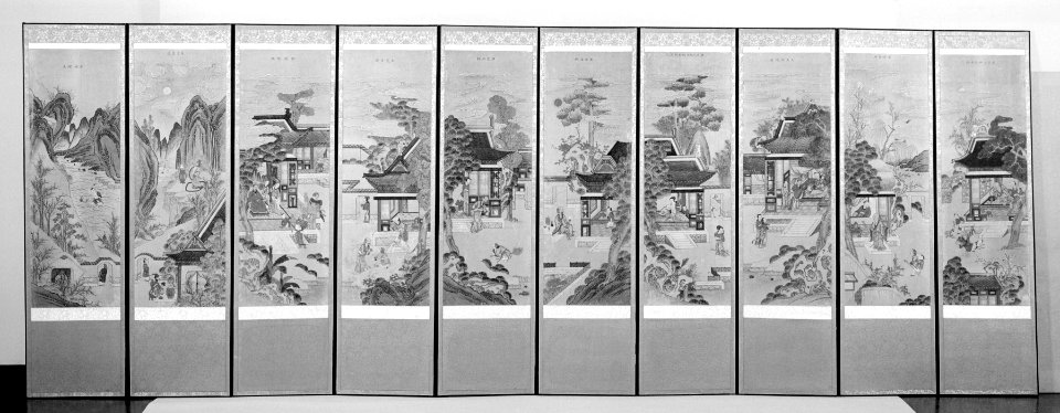 Korean - Ten-panel Folding Screen with Scenes of Filial Piety - Walters 35199