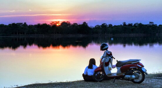 Relaxing lake motorbike