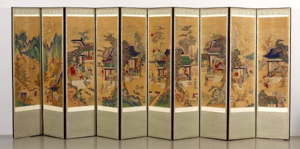Korean - Ten-panel Folding Screen with Scenes of Filial Piety - Walters 35199 - View A
