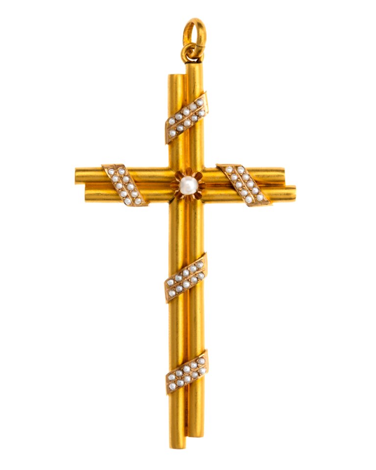 Kors av guld med orientaliska pärlor, 1800-tal - Hallwylska museet - 110397