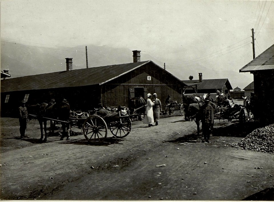 Krankensortierstelle in Pradl bei Innsbruck, Ankunft eines Verwundeten Transportes (BildID 15519722)