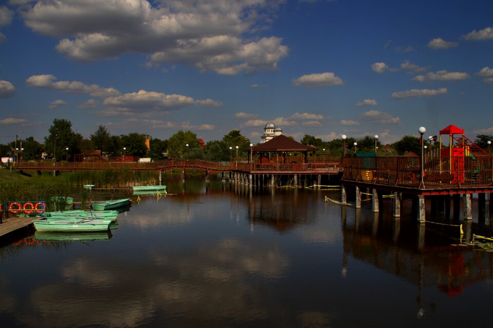 Boat cloud reflection