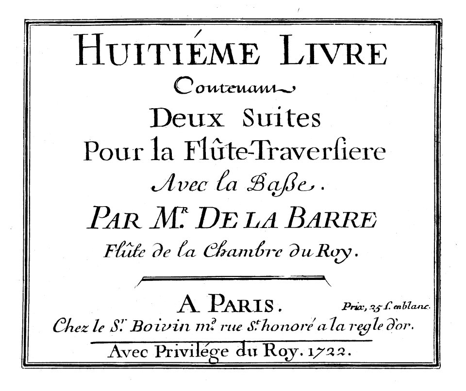 La Barre - Huitième livre pour la flûte (1722)