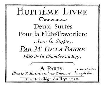 La Barre - Huitième livre pour la flûte (1722)