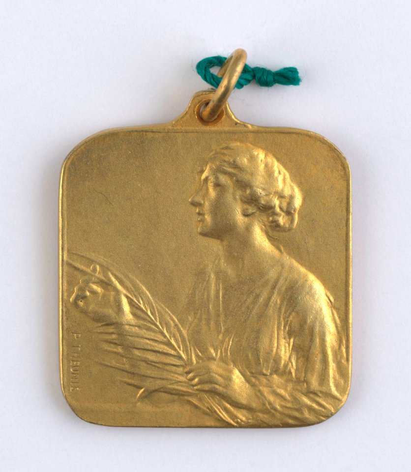 La Commune de Laeken - Hommage aux Membres Dévoués 1914-1918, medal by Pierre Theunis, Belgium, 1918, Coins and Medals Department of the Royal Library of Belgium, 2Lef 100-24 (recto)