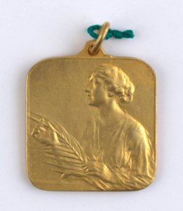 La Commune de Laeken - Hommage aux Membres Dévoués 1914-1918, medal by Pierre Theunis, Belgium, 1918, Coins and Medals Department of the Royal Library of Belgium, 2Lef 100-24 (recto)