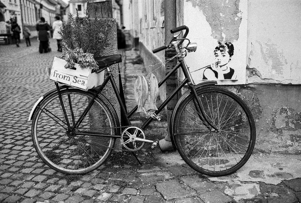 Wheel old bike brick