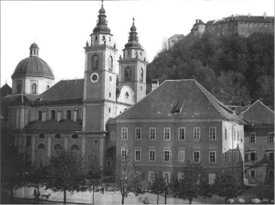 Kristijan Pajer - Škofija, stolnica in del Pogačarjevega trga 1890