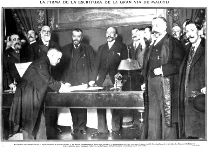 La firma de la escritura de la Gran Vía de Madrid, de Goñi