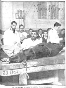 La vacuna en el instituto de la calle de Ferraz, de Campúa, en Nuevo Mundo, 17-12-1903