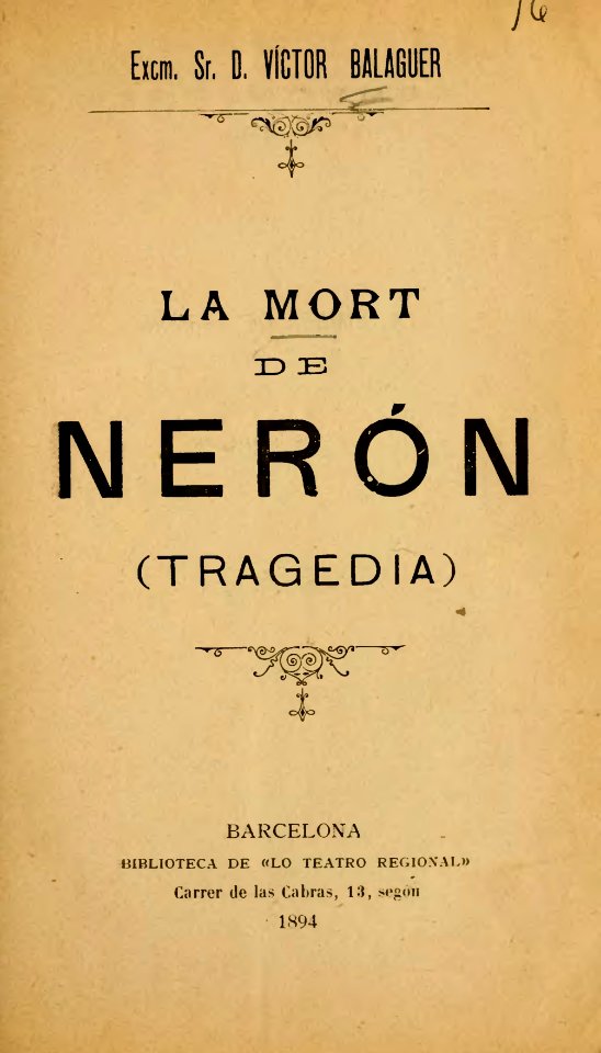 La mort de Nerón (Tragedia) (portada)