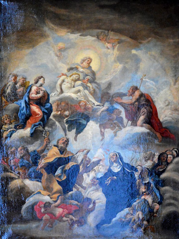 La Sainte-Trinité adorée par une assemblée de saintes et de religieuses - Q18573823