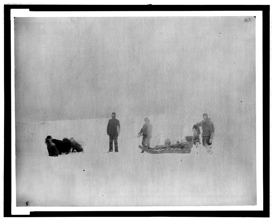 Lady Franklin Bay Expedition members Sgt. Jewell and Eskimo Christansen starting from Ft. Conger to support Dr. Octave Pavy, March, 1882 LCCN2006676072