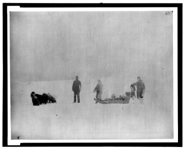 Lady Franklin Bay Expedition members Sgt. Jewell and Eskimo Christansen starting from Ft. Conger to support Dr. Octave Pavy, March, 1882 LCCN2006676072