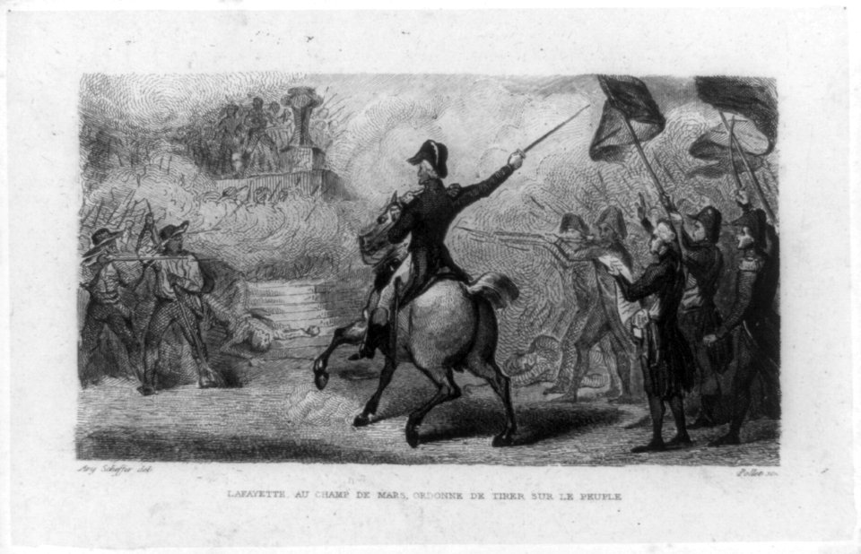 Lafayette au Champ de Mars, ordonne de tirer sur le peuple - Ary Scheffer, del. ; Pollet, sc. LCCN90708701