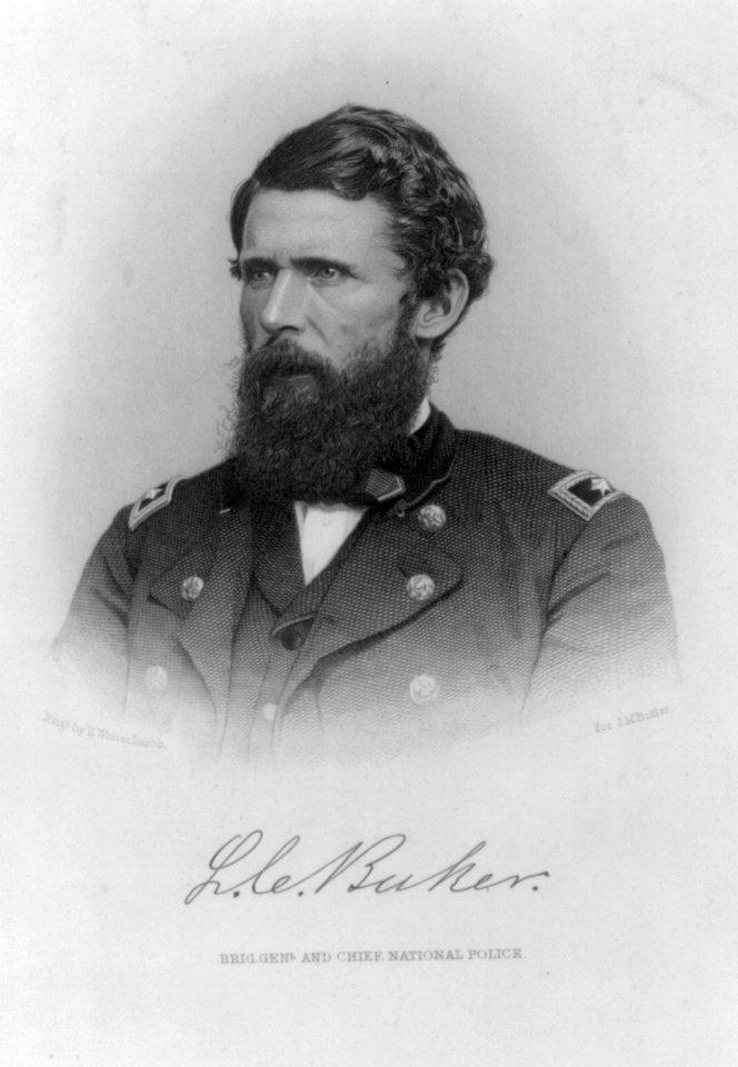 LaFayette Curry Baker, 1826-1868, Brig. Gen. and Chief, National Police, head and shoulders, facing left LCCN2006687347