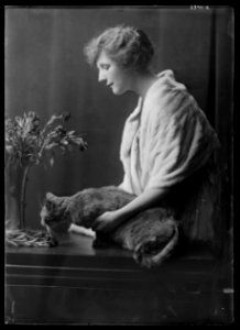 Ladenburg, Miss, with Buzzer the cat, portrait photograph LOC agc.7a16056