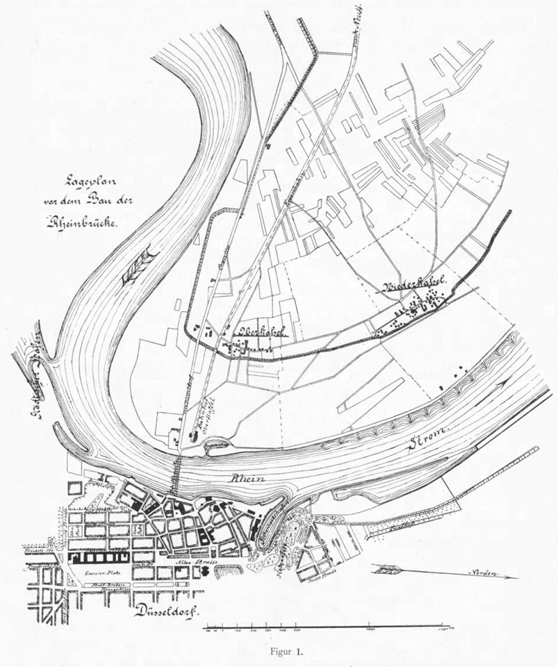 Lageplan vor dem Bau der Rheinbrücke