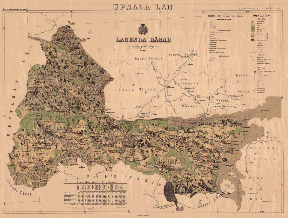 Lagunda härad 1860 karta
