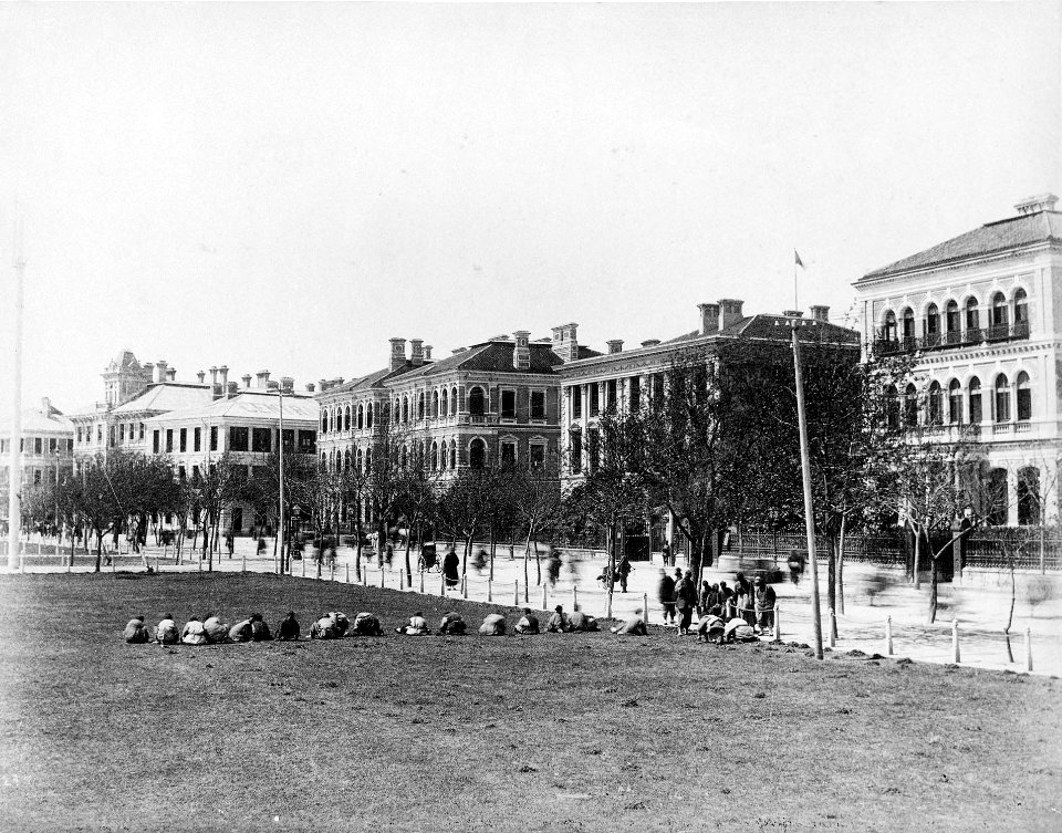 Labourers Cutting Grass in the Bund, Shanghai