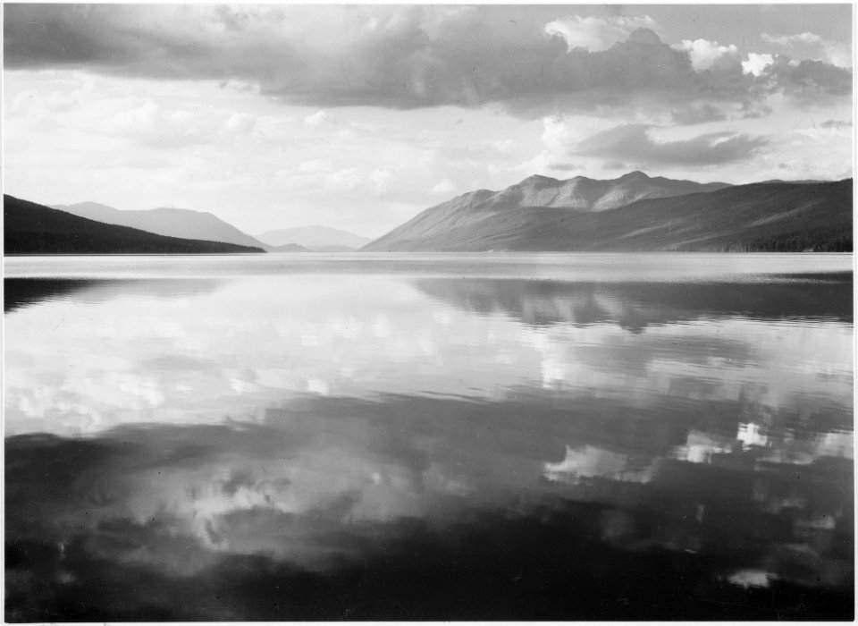 Lake and mountains, McDonald Lake, Glacier National Park, Montana., 1933 - 1942 - NARA - 519868