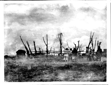Laguna Indians threshing and winnowing wheat at the pueblo town of Paquate, New Mexico, ca.1900 (CHS-3910)