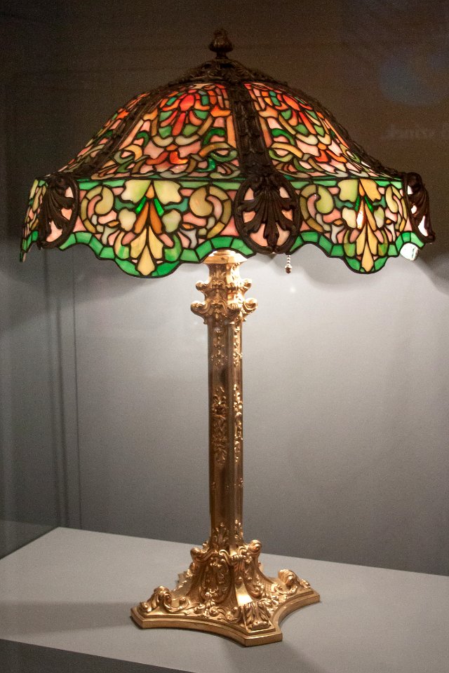 Lamp and lampshade made of Tiffany glass photo
