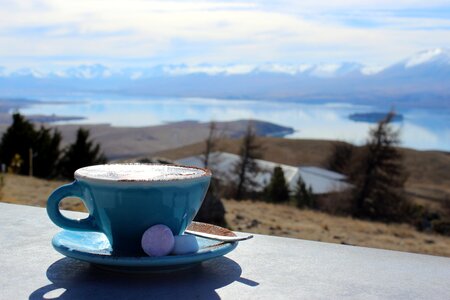 Hot chocolate landscape morning