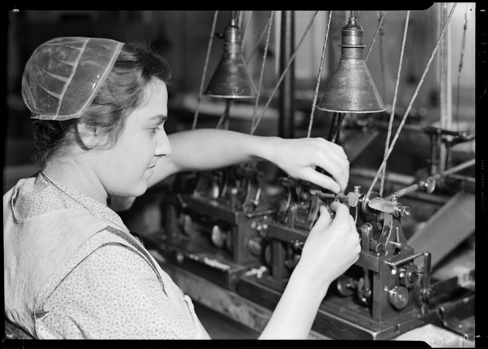 Lancaster, Pennsylvania - Hamilton Watches. Operation - drilling screw holes in balance wheel - unskilled automatic... - NARA - 518439